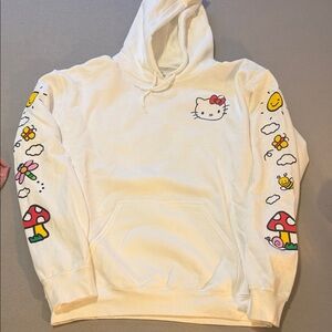 Sanrio White Hoodie with Colorful Sleeve Art